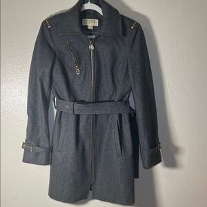 MICHAEL Michael Kors Charcoal Belted wool blend Trench Coat size 2